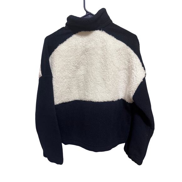 Columbia Sherpa Cropped Fleece Pullover Navy Blue White Women’s Size Small - Picture 9 of 11